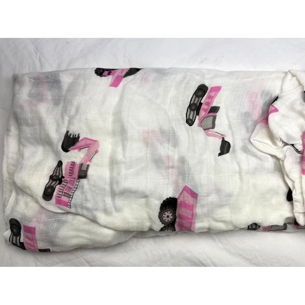 Newcastle Pink Digger Bamboo Baby Crib Sheet‎ Truck Construction Standard Fitted